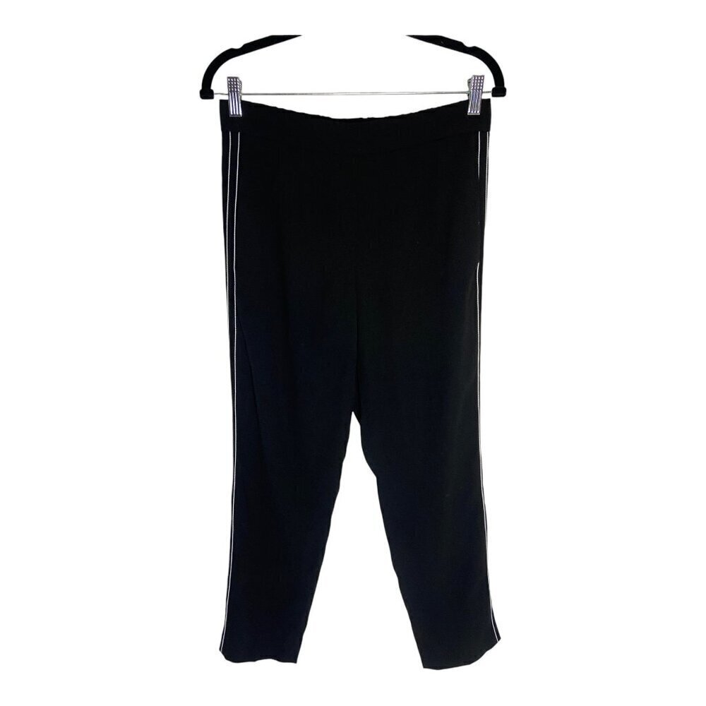 Babaton Pull On Partial Elastic Waistband  Straight Leg Stripe Black Trouser Pan